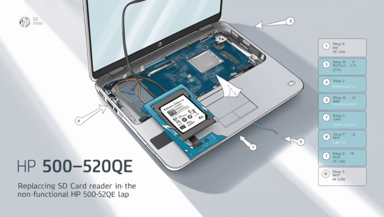 replace sd card reader in hp 500 520qe not working​