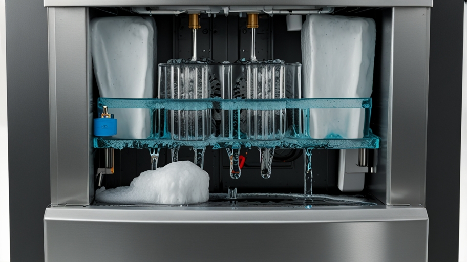 ge ice maker e855 leaking water bottom side